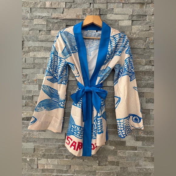 Nice to meet you Other - Blue Fish Swimsuit Bathing Suit Coverup Kimono Mini Dress Small